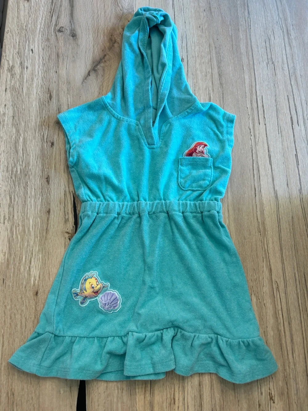 Disney Turquoise Hooded Ariel & Flounder Terry Dress